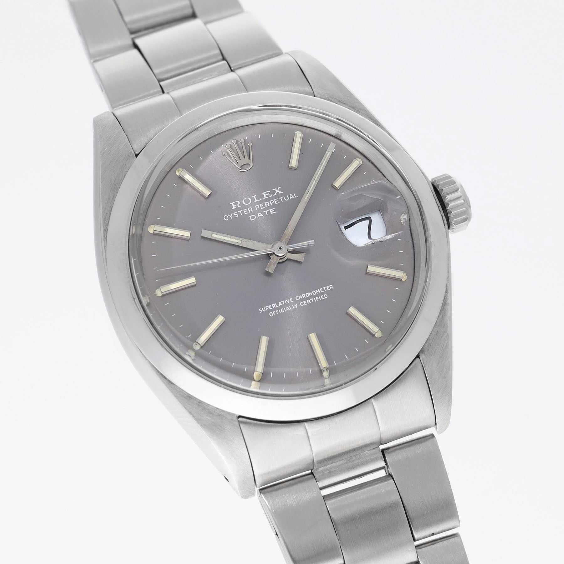 rolex oyster perpetual date 1500 graues Lavendel Zifferblatt