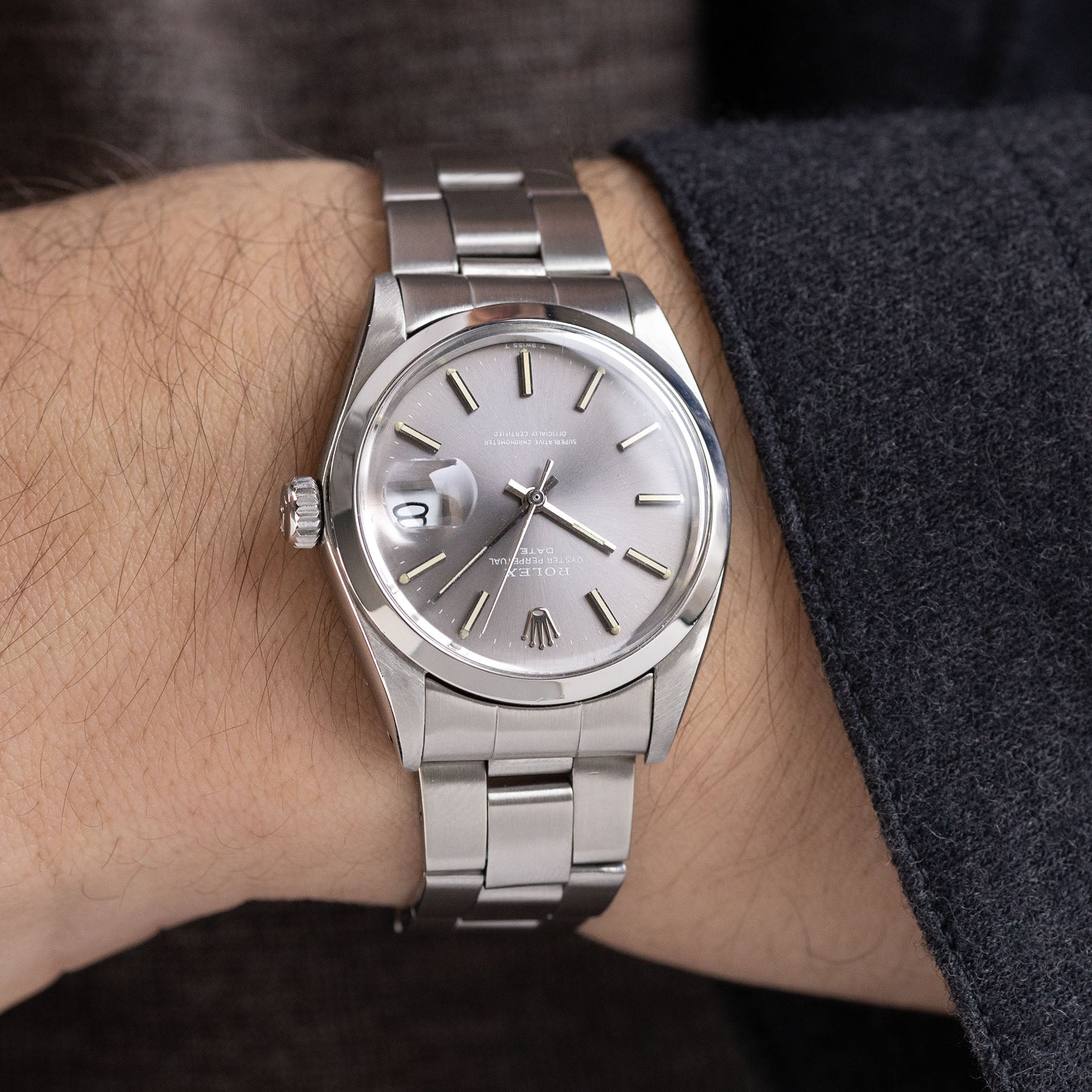 rolex oyster perpetual date 1500 graues Lavendel Zifferblatt