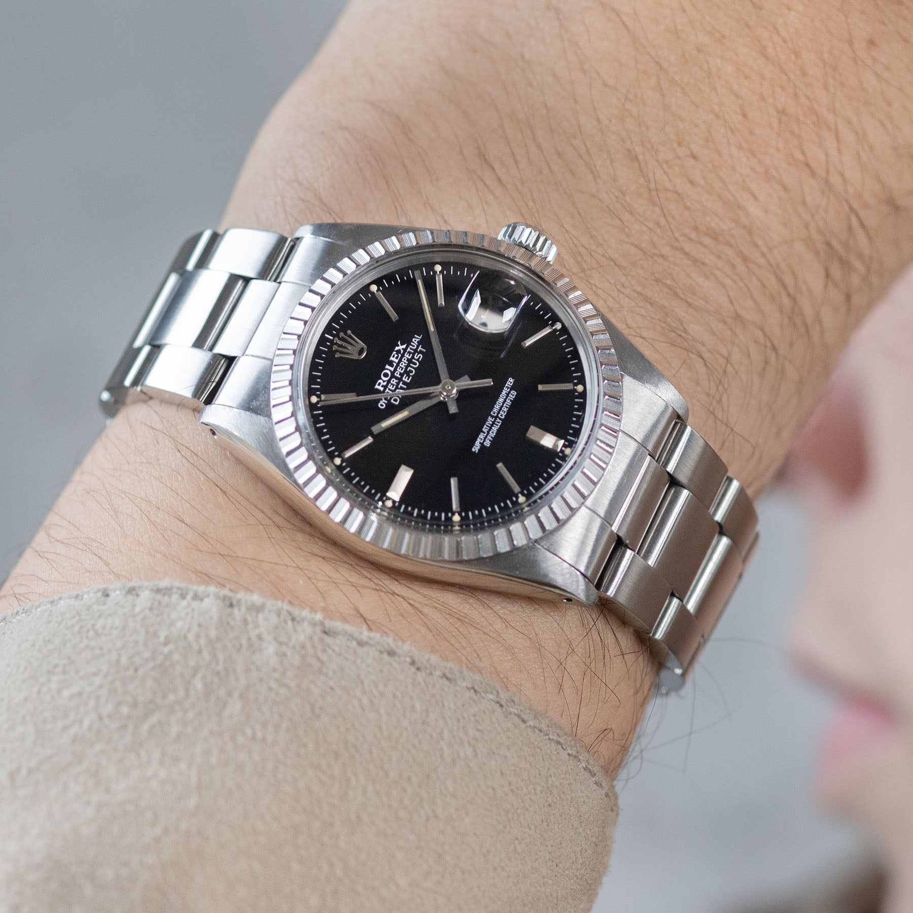 ROLEX DATEJUST 16030 Schwarzes SOLEIL Zifferblatt