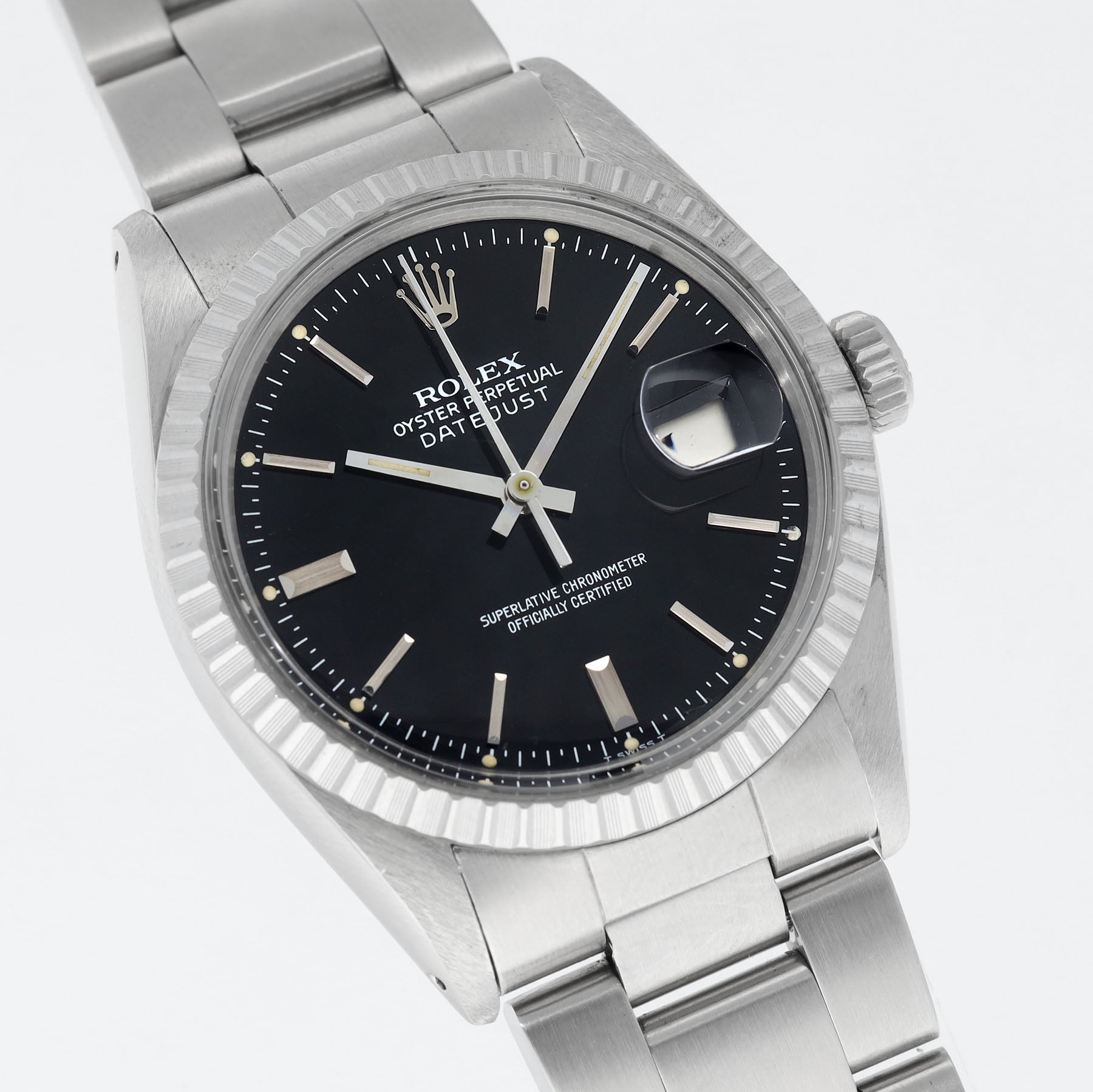 ROLEX DATEJUST 16030 Schwarzes SOLEIL Zifferblatt