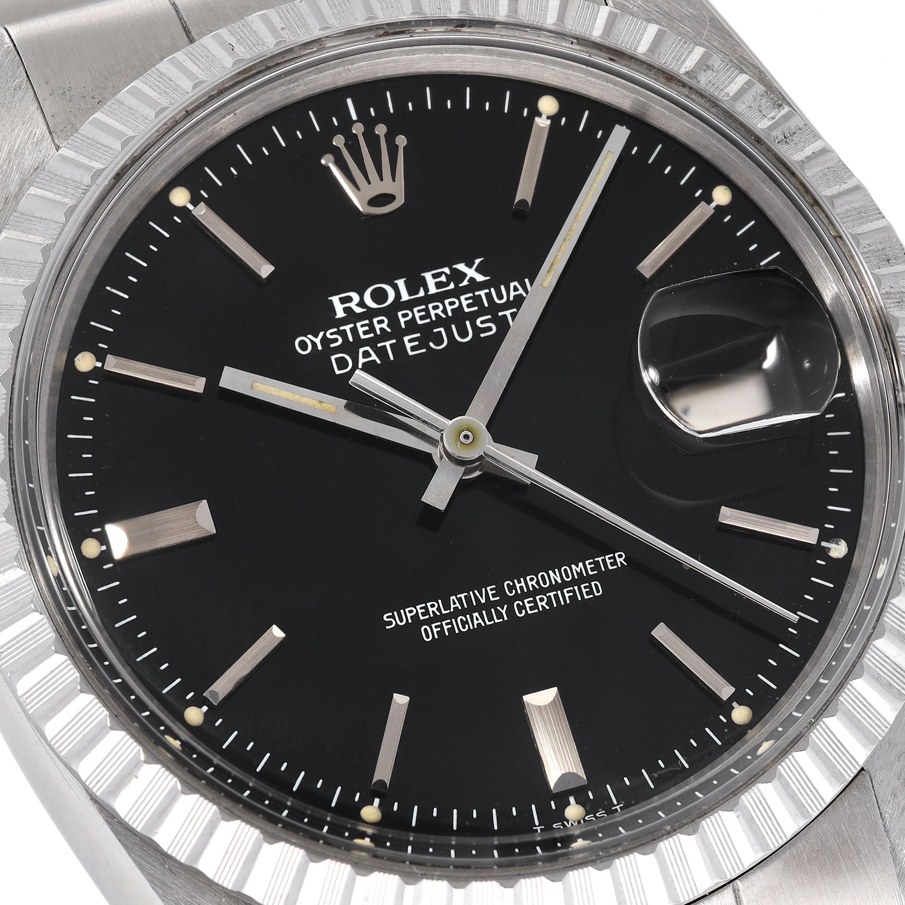 ROLEX DATEJUST 16030 Schwarzes SOLEIL Zifferblatt