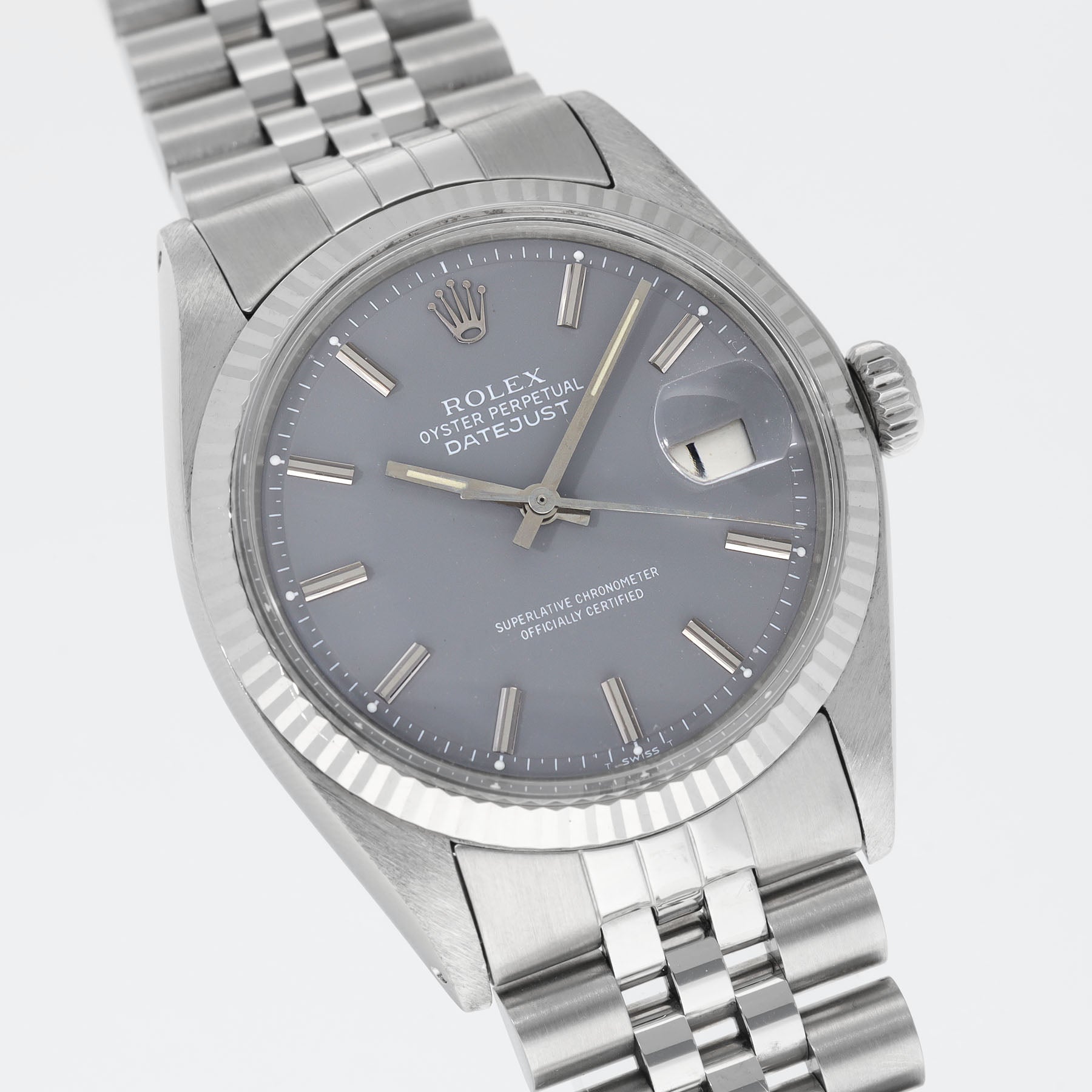 ROLEX DATEJUST 1601 Seltenes SLATE Graues Zifferblatt