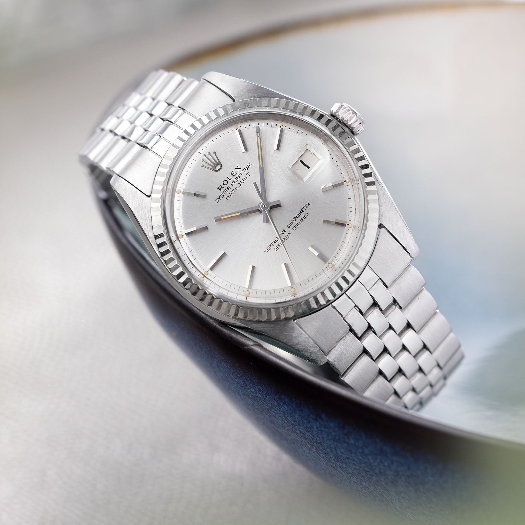 ROLEX DATEJUST 1601 Silbernes SOLEIL Zifferblatt