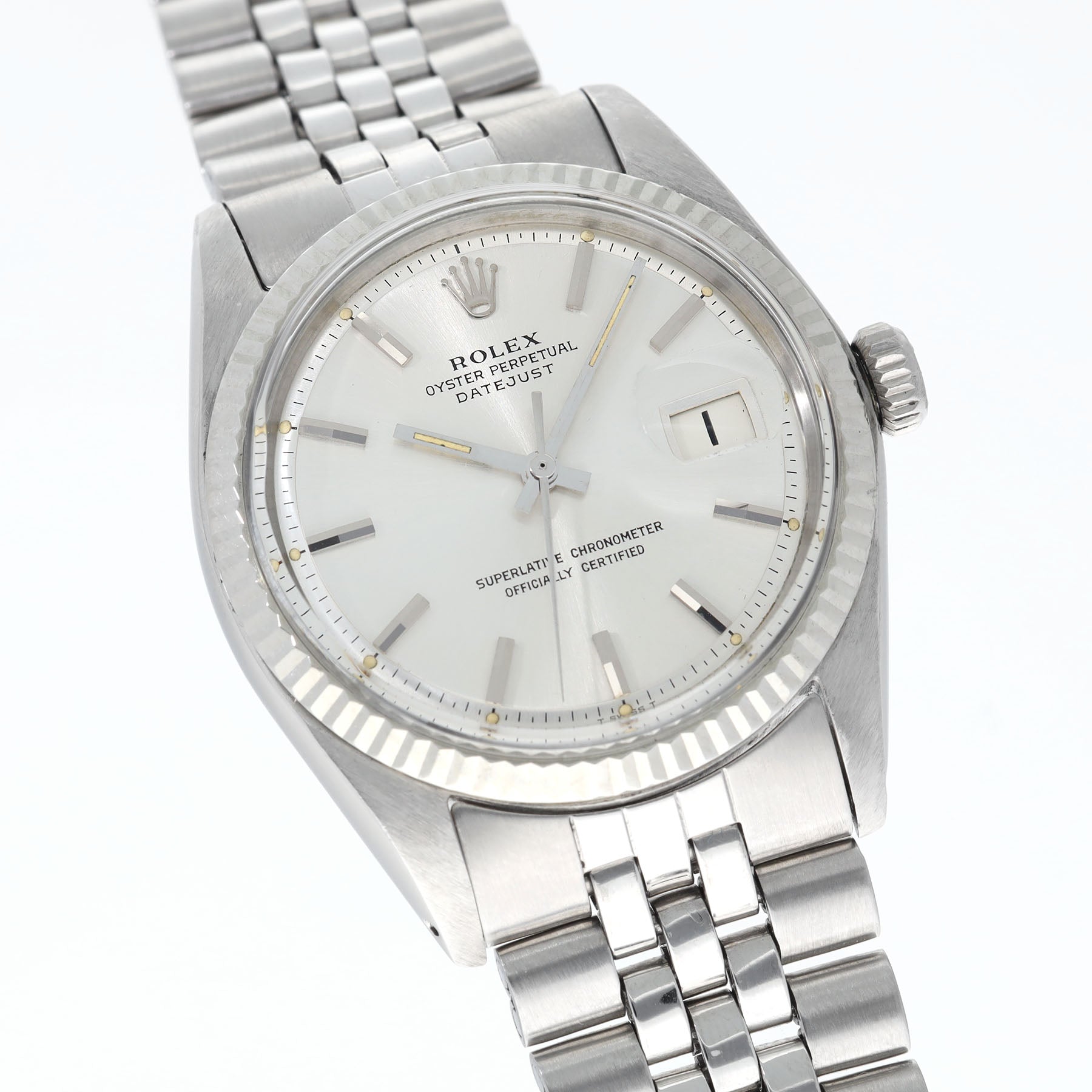 ROLEX DATEJUST 1601 Silbernes SOLEIL Zifferblatt