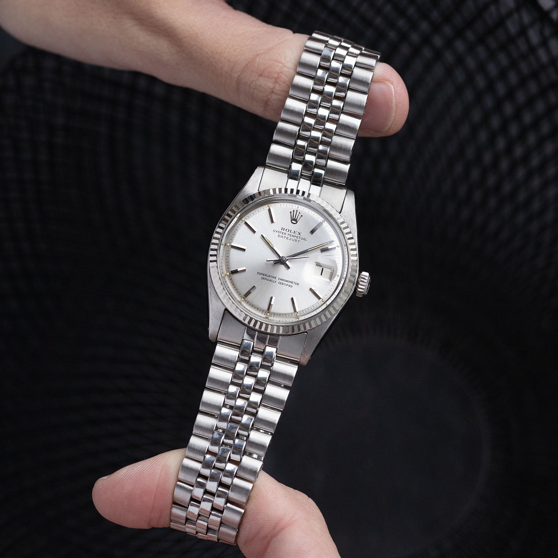 ROLEX DATEJUST 1601 Silbernes SOLEIL Zifferblatt