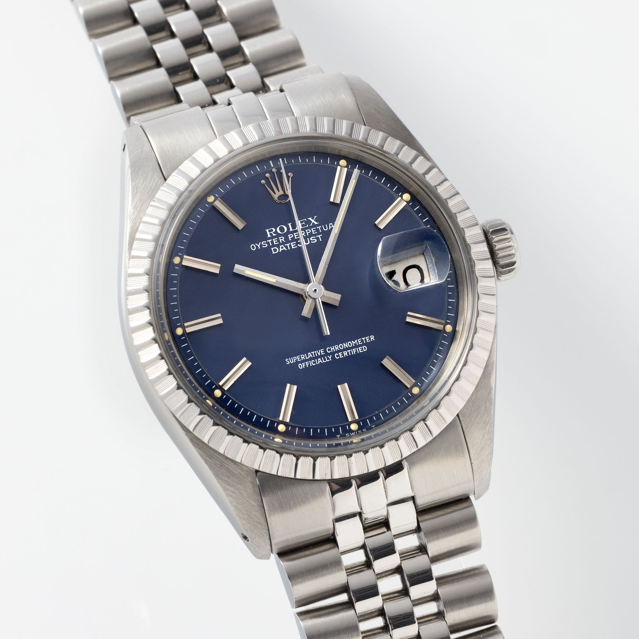 Rolex Datejust 1603 Blaues Zifferblatt Mit Box Und Papieren