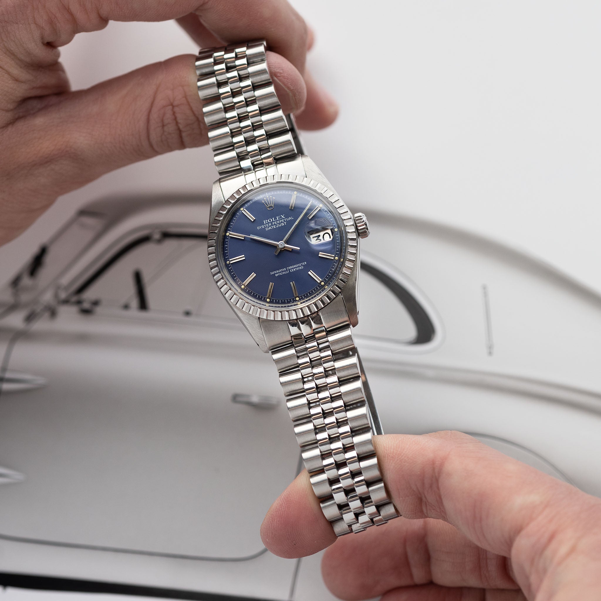 Rolex Datejust 1603 Blaues Zifferblatt Mit Box Und Papieren