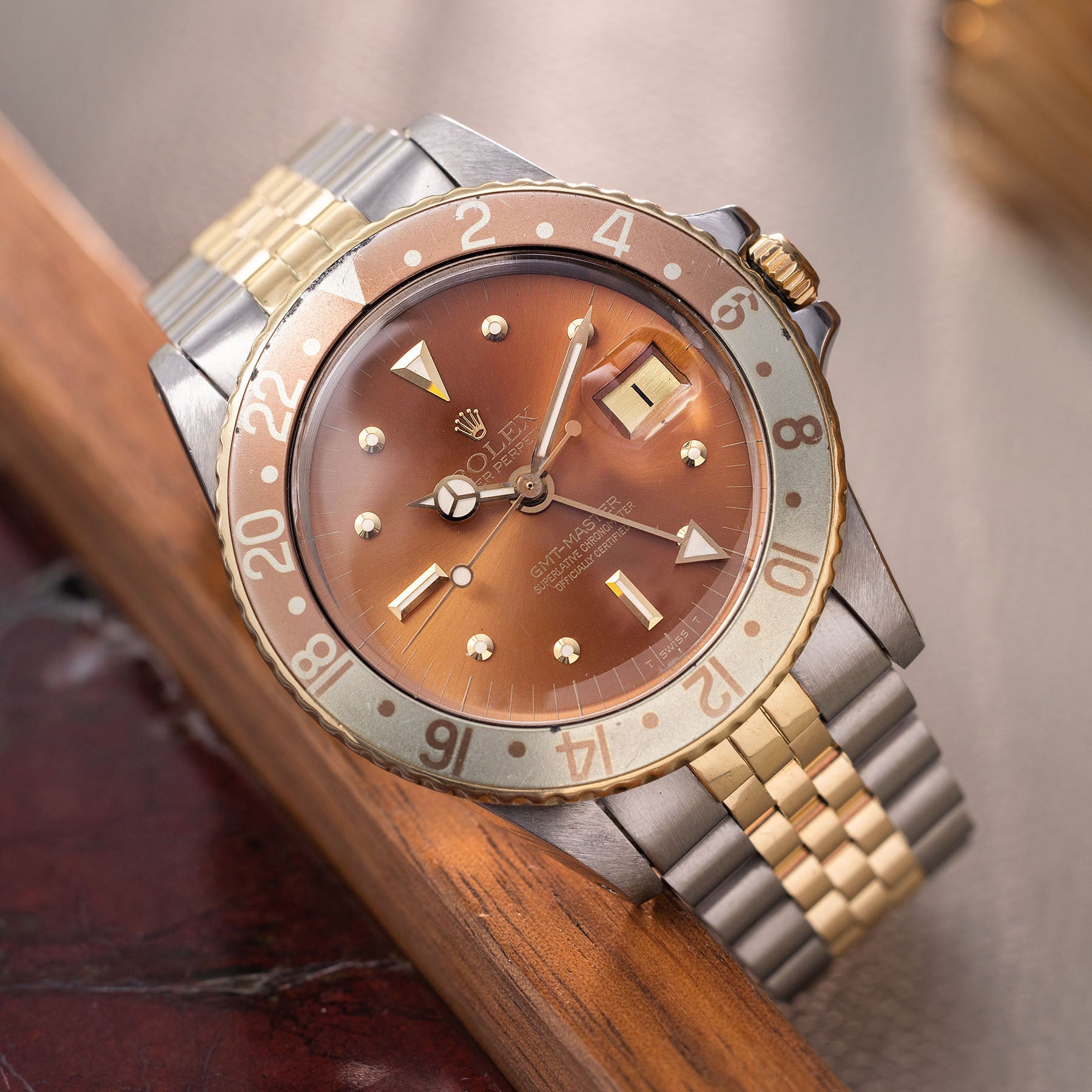 Rolex GMT-Master 1675/3 Stahl Gold mit braunem Nipple Zifferblatt
