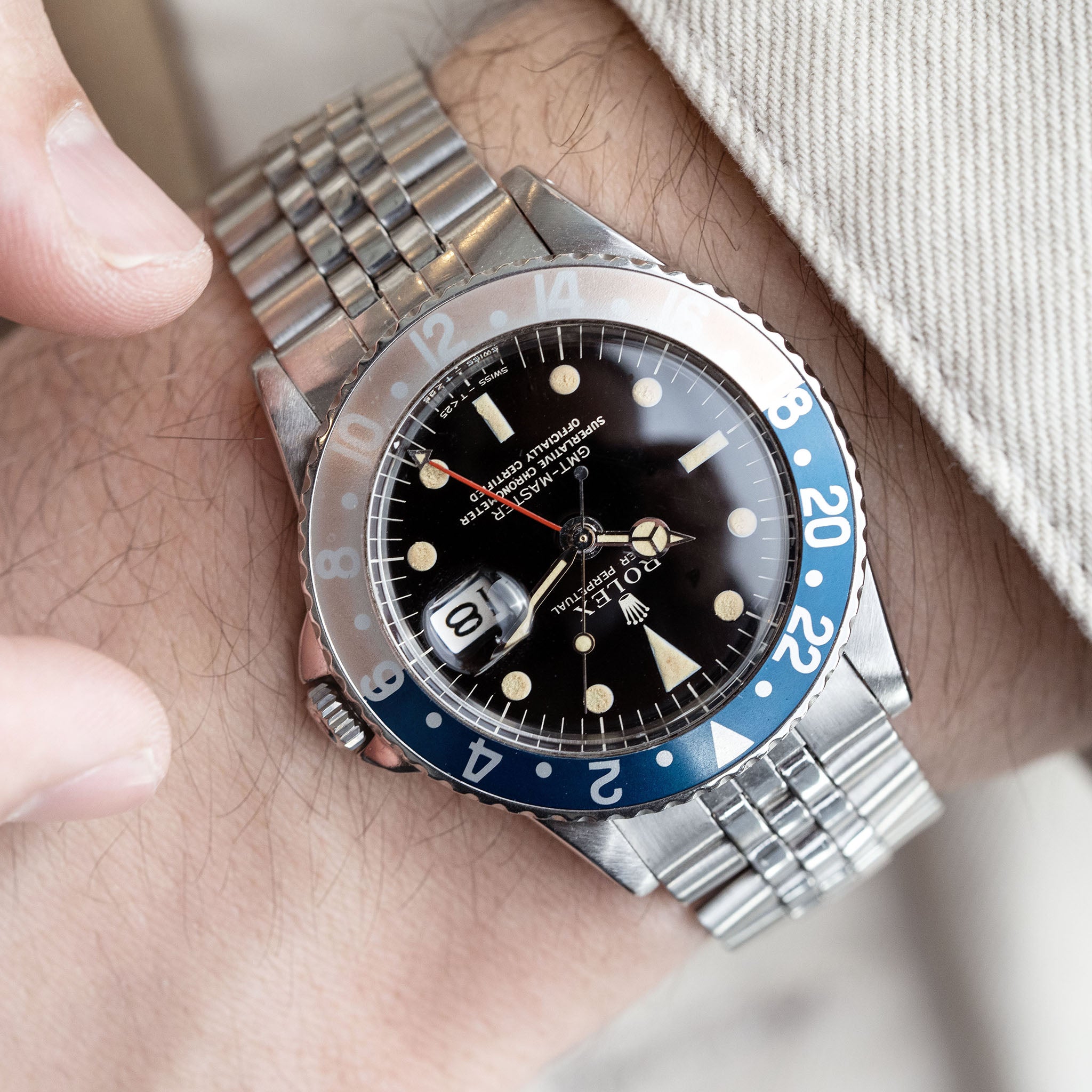 Rolex GMT-Master 1675 Gilt Zifferblatt Pointed crown guards