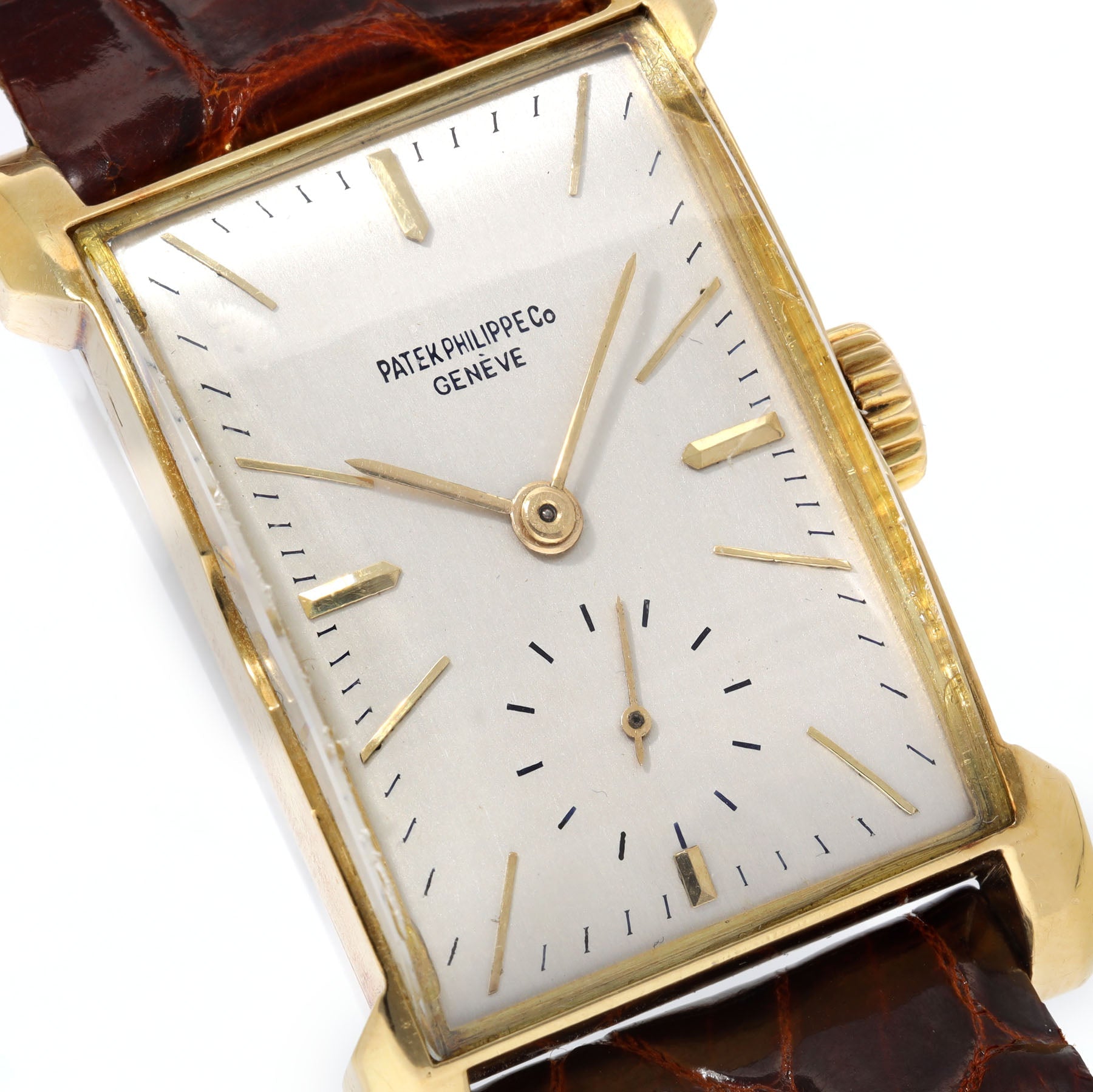 Patek Philippe 18 k gold Rectangular Dresswatch "Bunny Lugs" with Extract From The Archives ref 2403