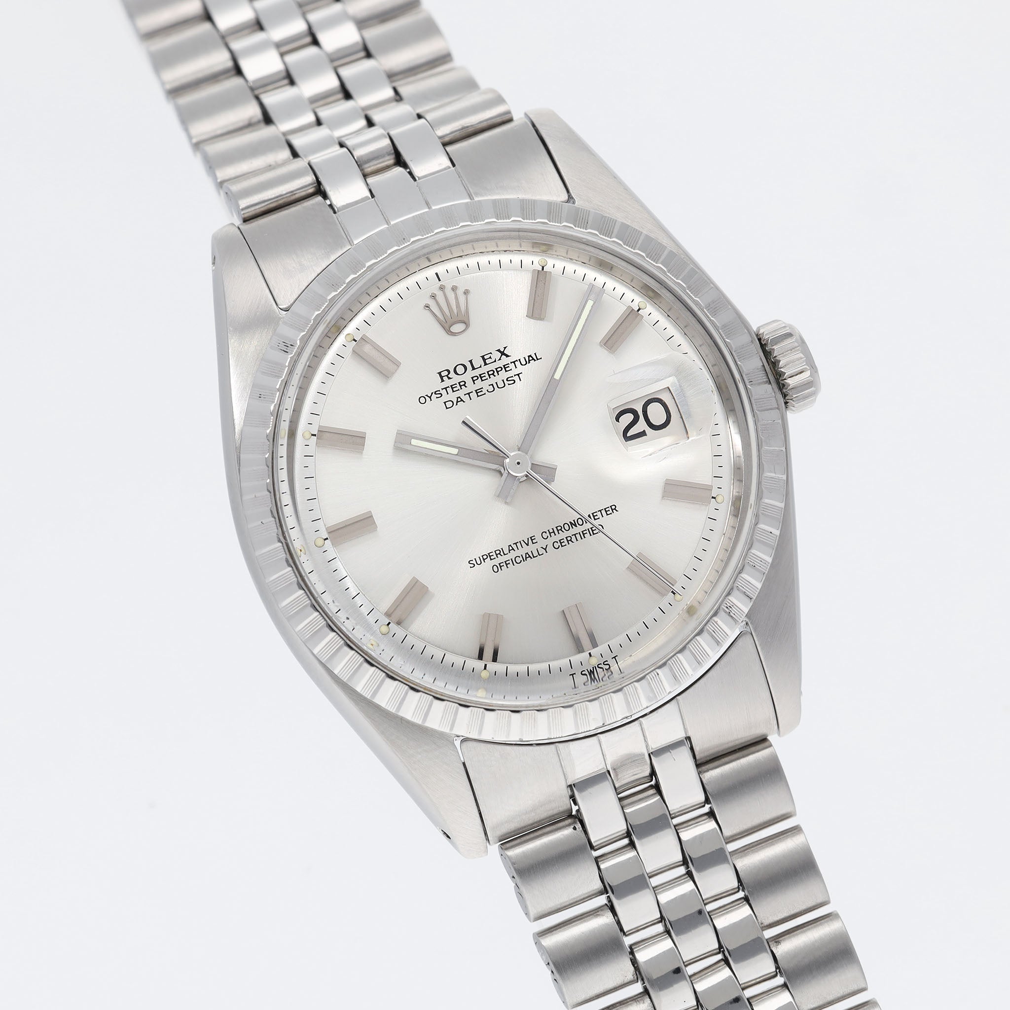 Rolex Datejust 1603 Silbernes Wide-Boy Zifferblatt Mit Box Und Papieren