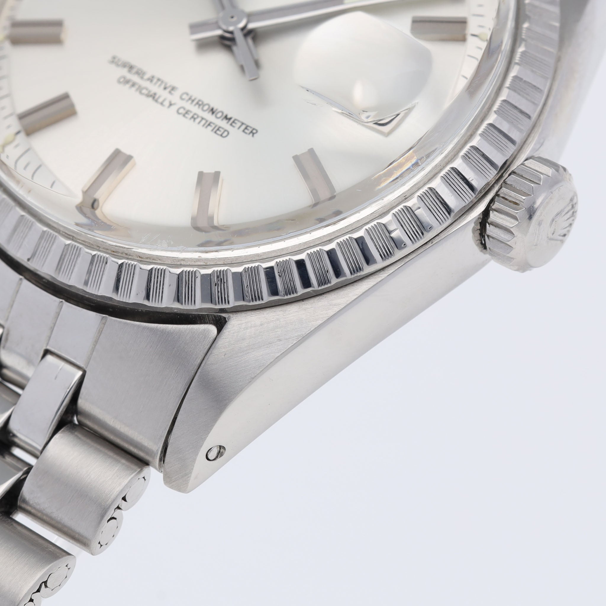 Rolex Datejust 1603 Silbernes Wide-Boy Zifferblatt Mit Box Und Papieren