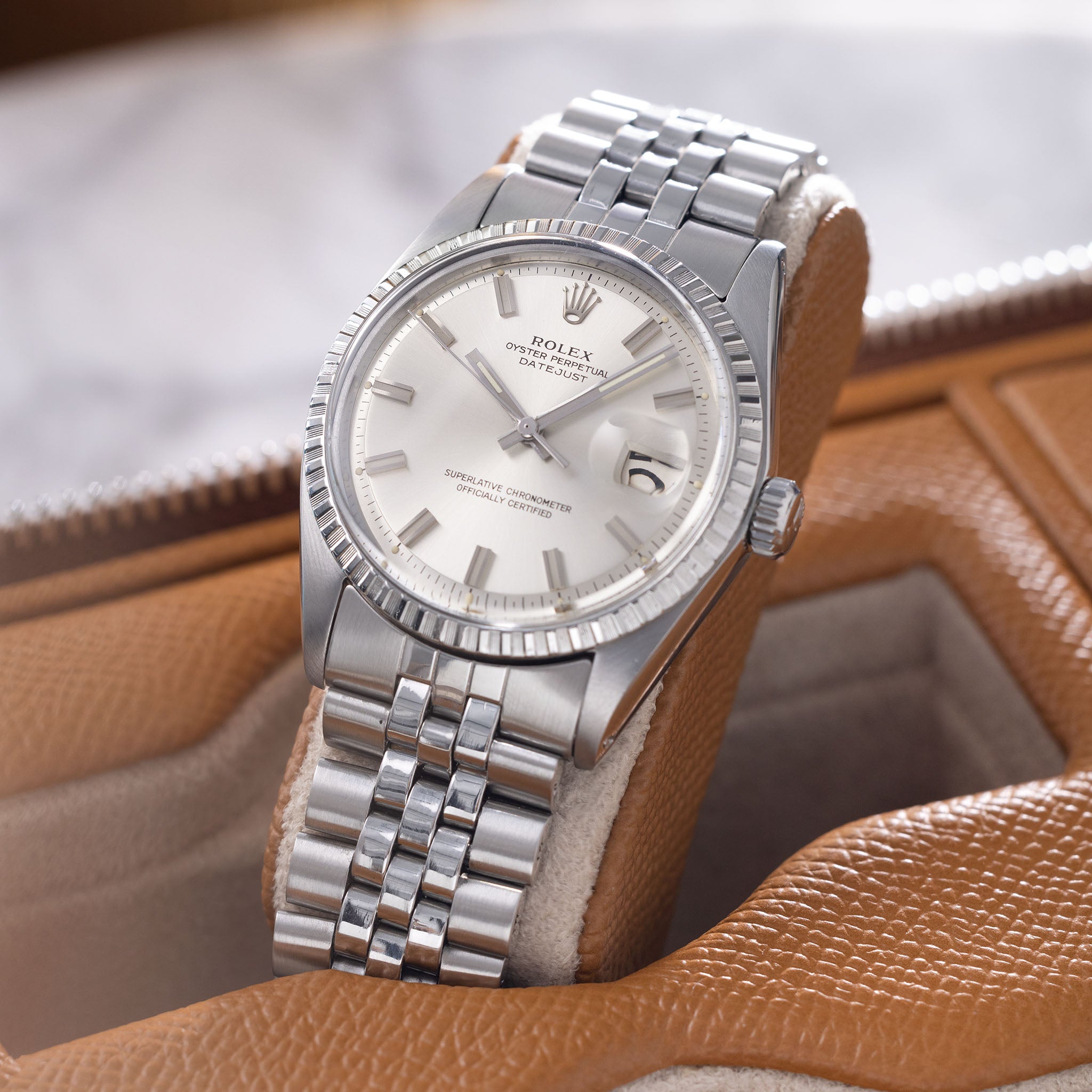 Rolex Datejust 1603 Silbernes Wide-Boy Zifferblatt Mit Box Und Papieren