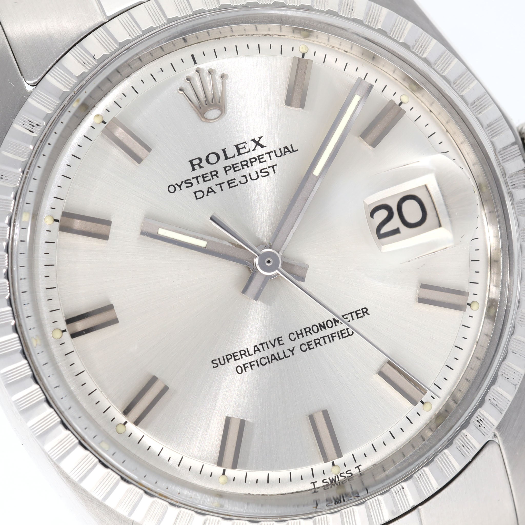 Rolex Datejust 1603 Silbernes Wide-Boy Zifferblatt Mit Box Und Papieren