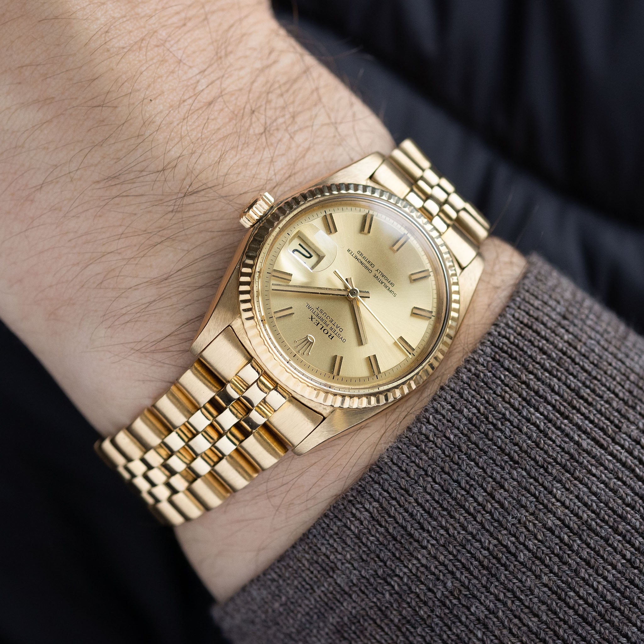 Rolex Datejust 1601/8 Wide-Boy Zifferblatt 18 Karat Gelbgold