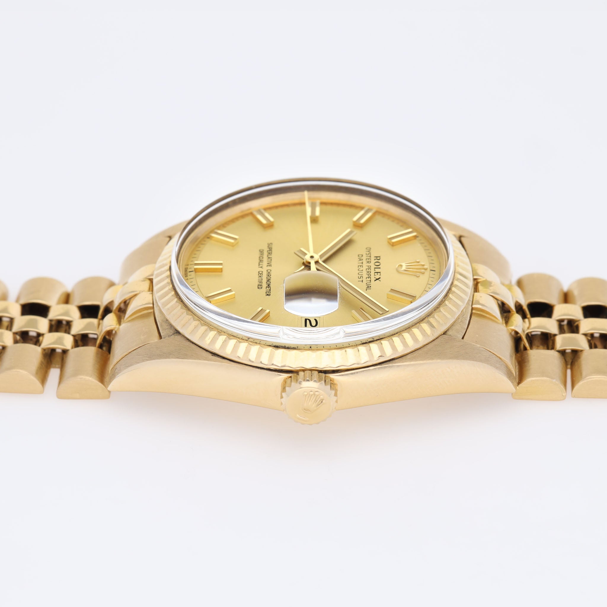 Rolex Datejust 1601/8 Wide-Boy Zifferblatt 18 Karat Gelbgold