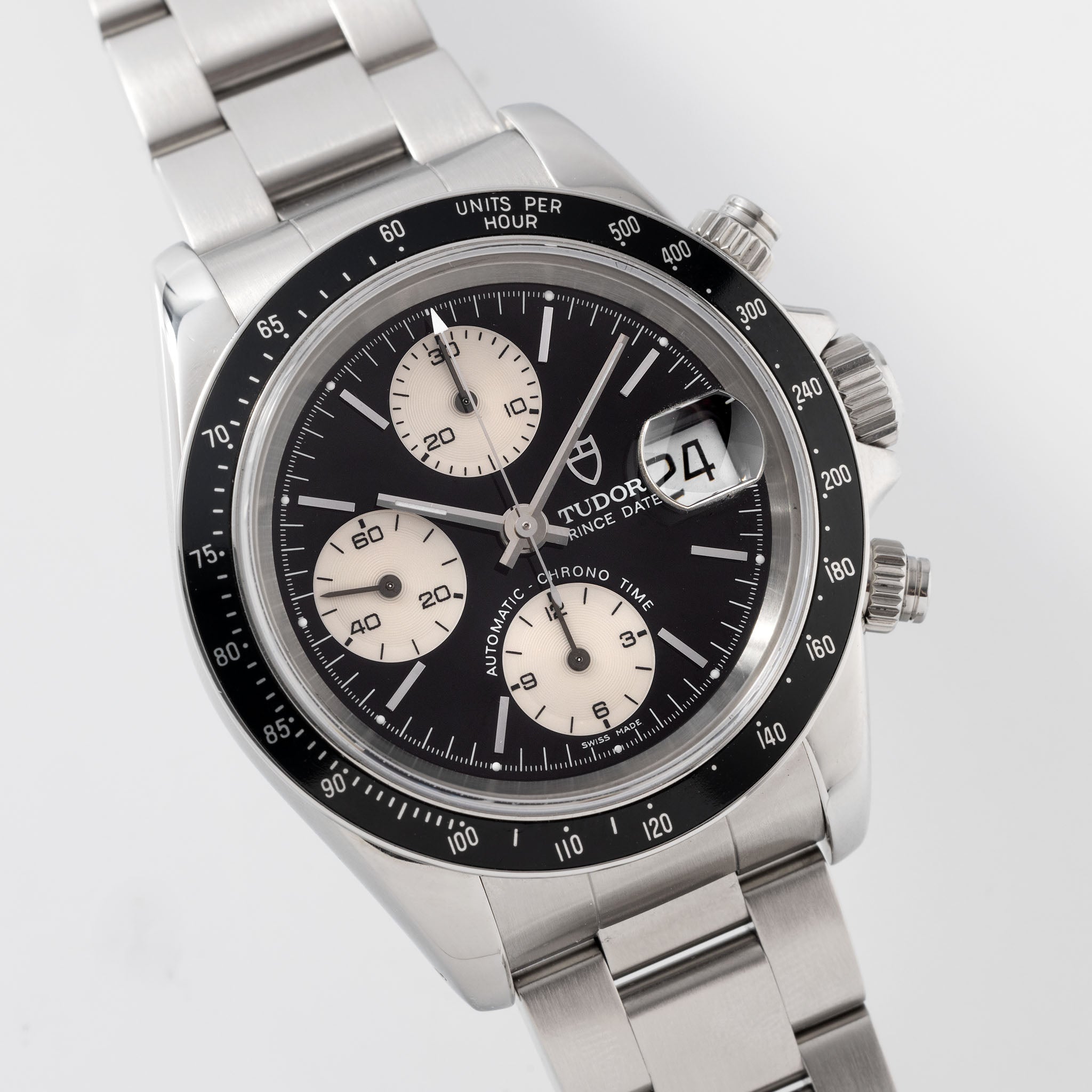 Tudor Prince Date Chronograph 79260 Small Block Schwarzes Zifferblatt