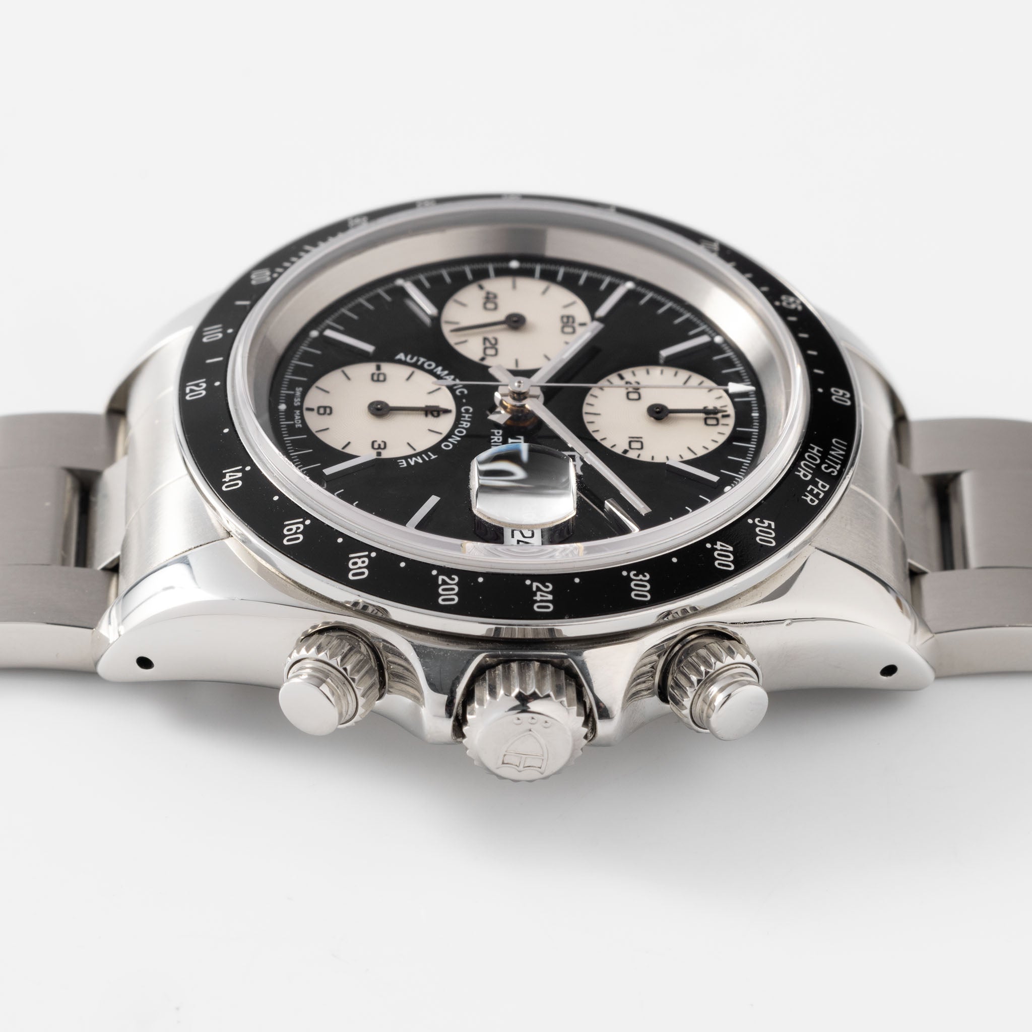 Tudor Prince Date Chronograph 79260 Small Block Schwarzes Zifferblatt