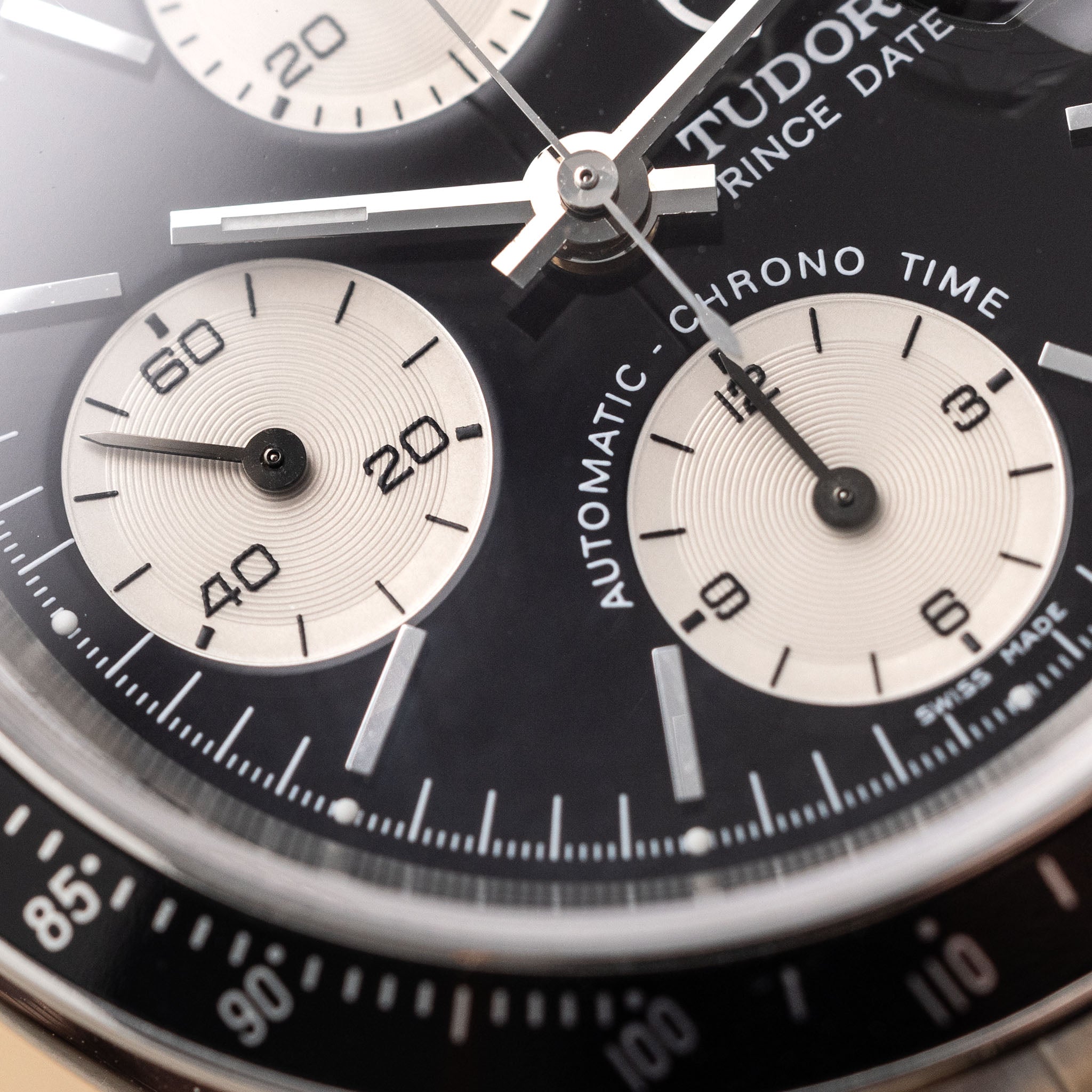 Tudor Prince Date Chronograph 79260 Small Block Schwarzes Zifferblatt