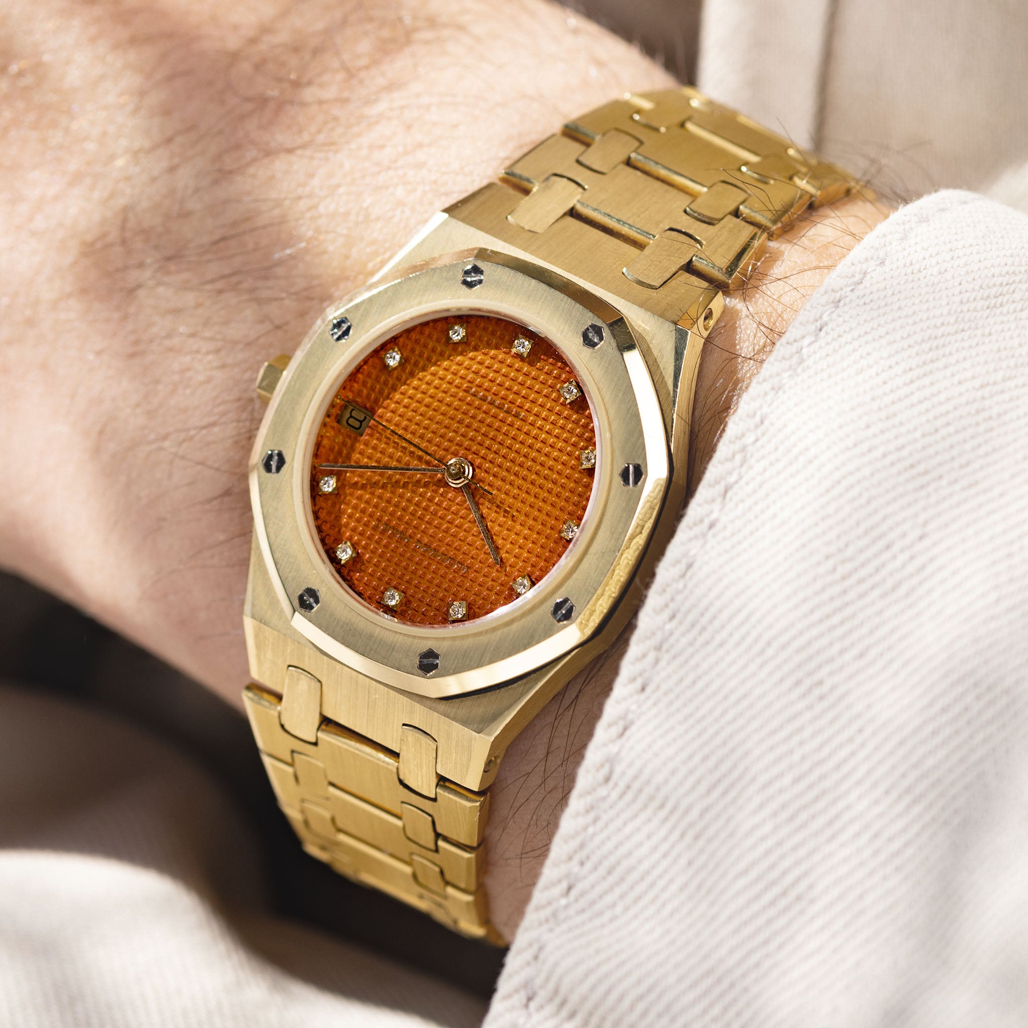 Audemars Piguet Royal Oak 4100BA Orange Tropical Zifferblatt mit Diamanten