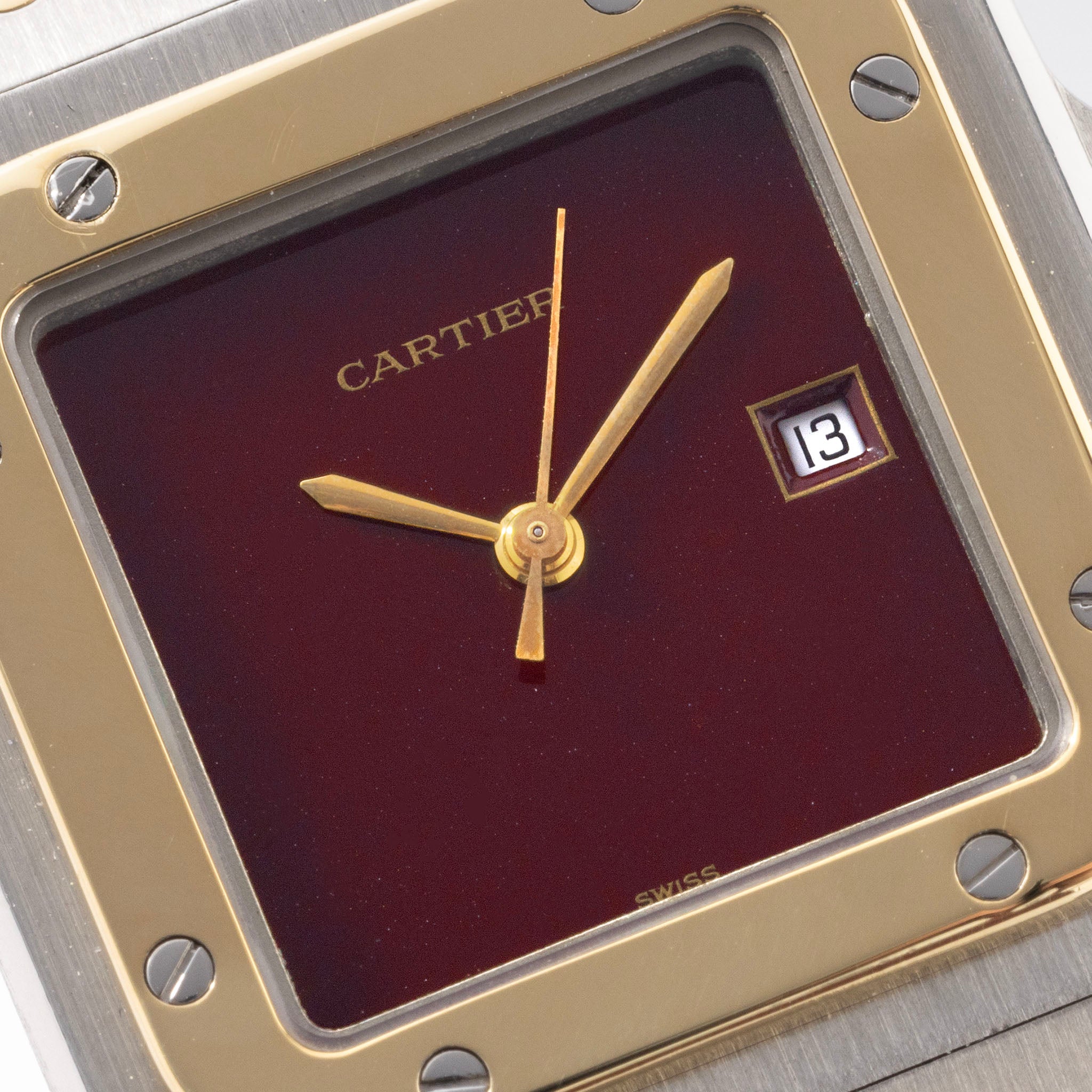 Cartier Santos 2961 Steel and Gold with Burgundy Dial