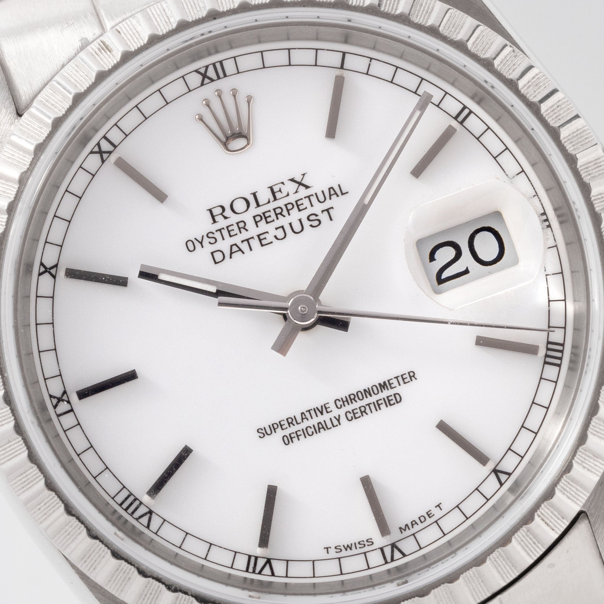 Rolex Datejust White Porcelain Dial Reference 16220 