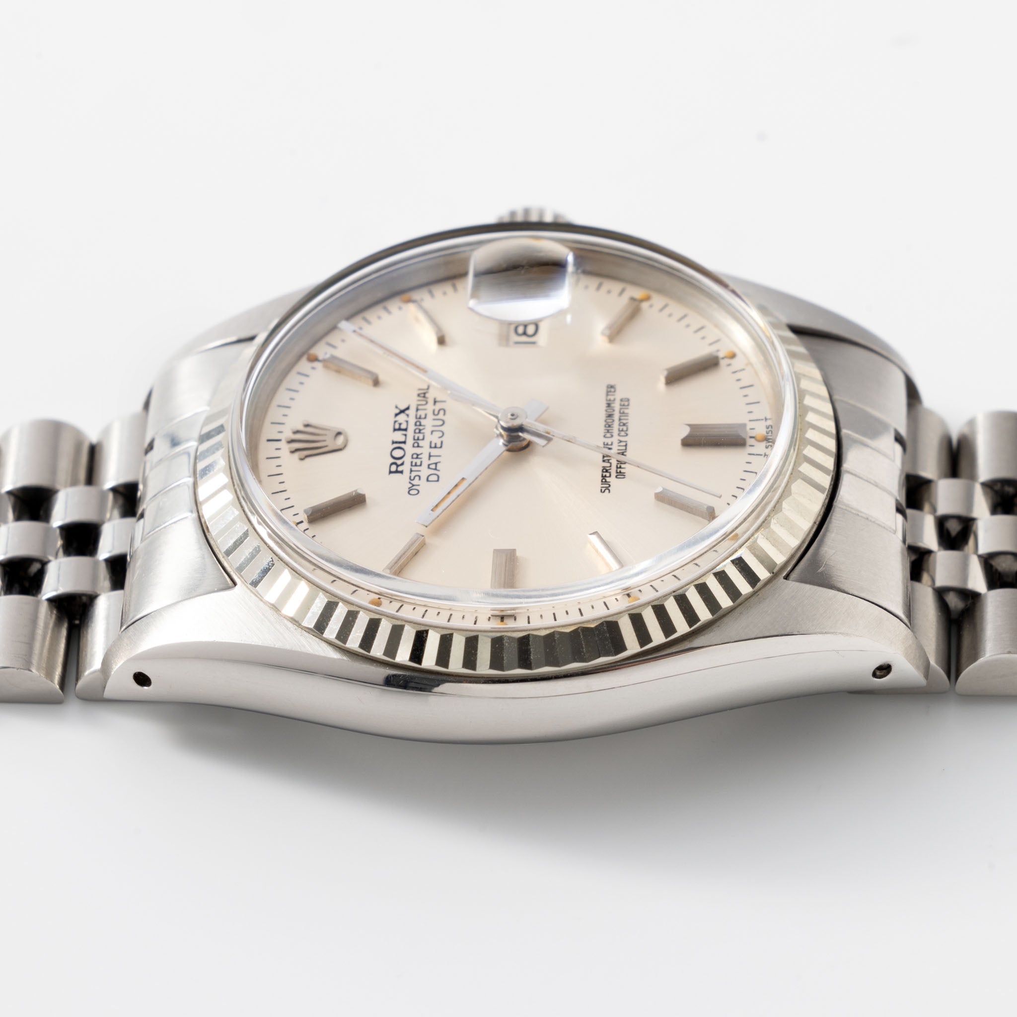 Rolex Datejust Silver Soleil Dial Ref 16014