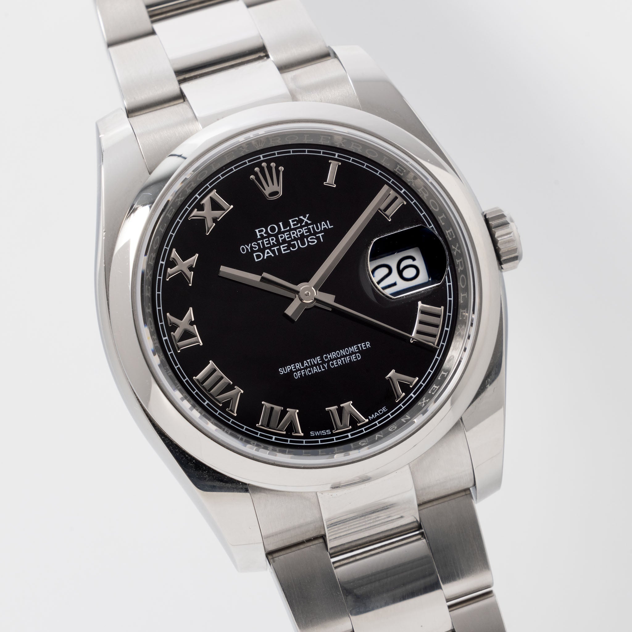 Rolex Datejust Black Roman Dial Ref 116200