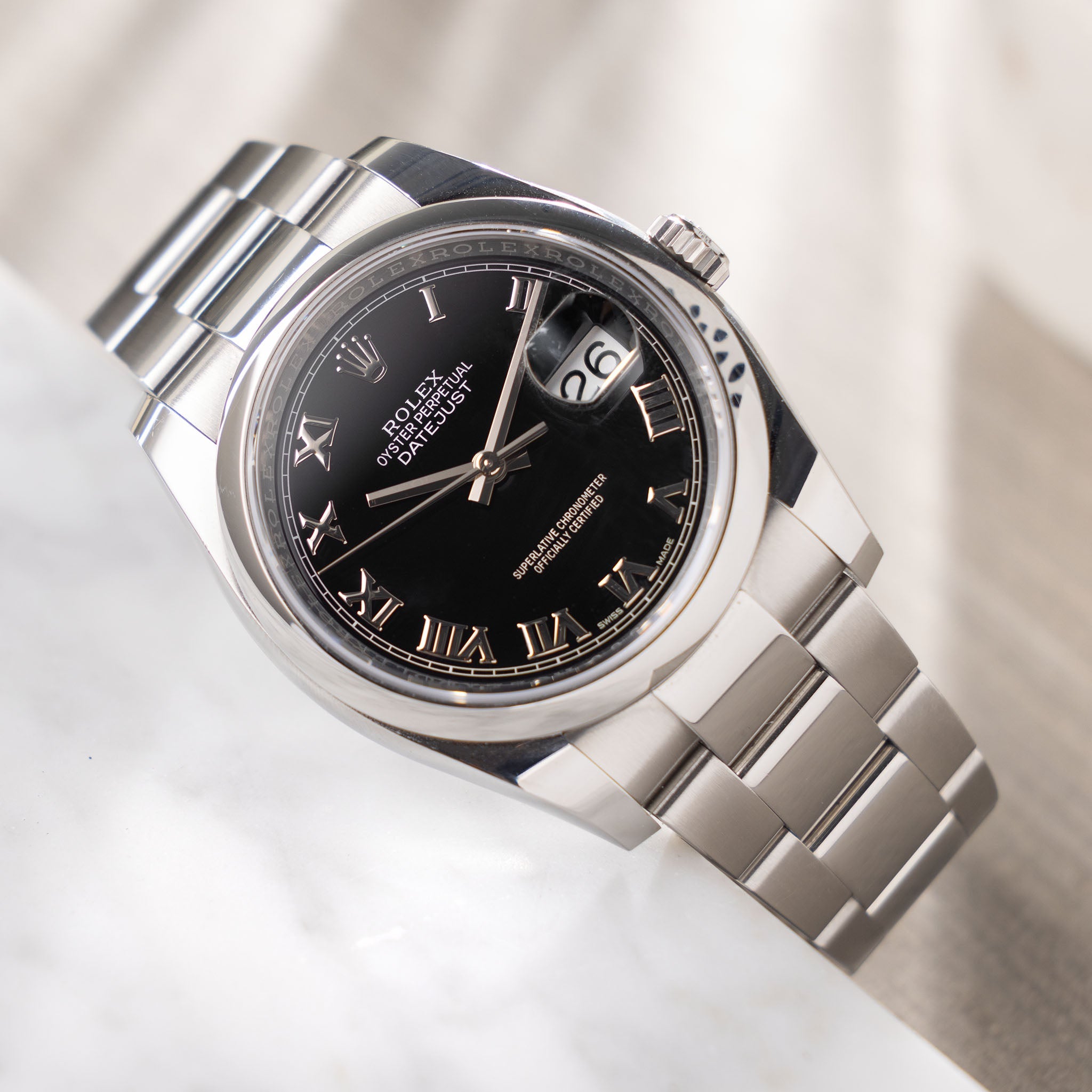 Rolex Datejust Black Roman Dial Ref 116200