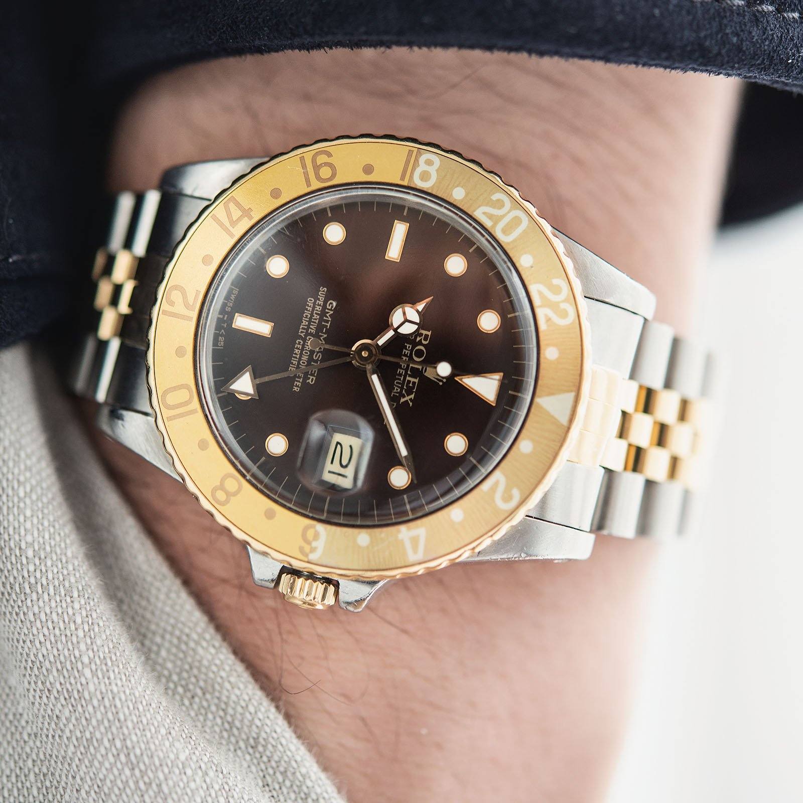 Rolex 16753 Brown Dial GMT Master Root Beer