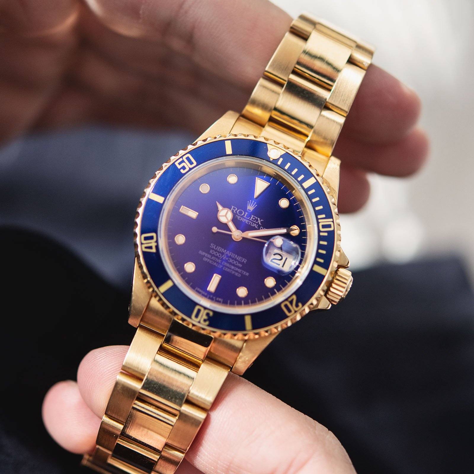 Rolex Submariner Date Purple Dial Yellow Gold 16618