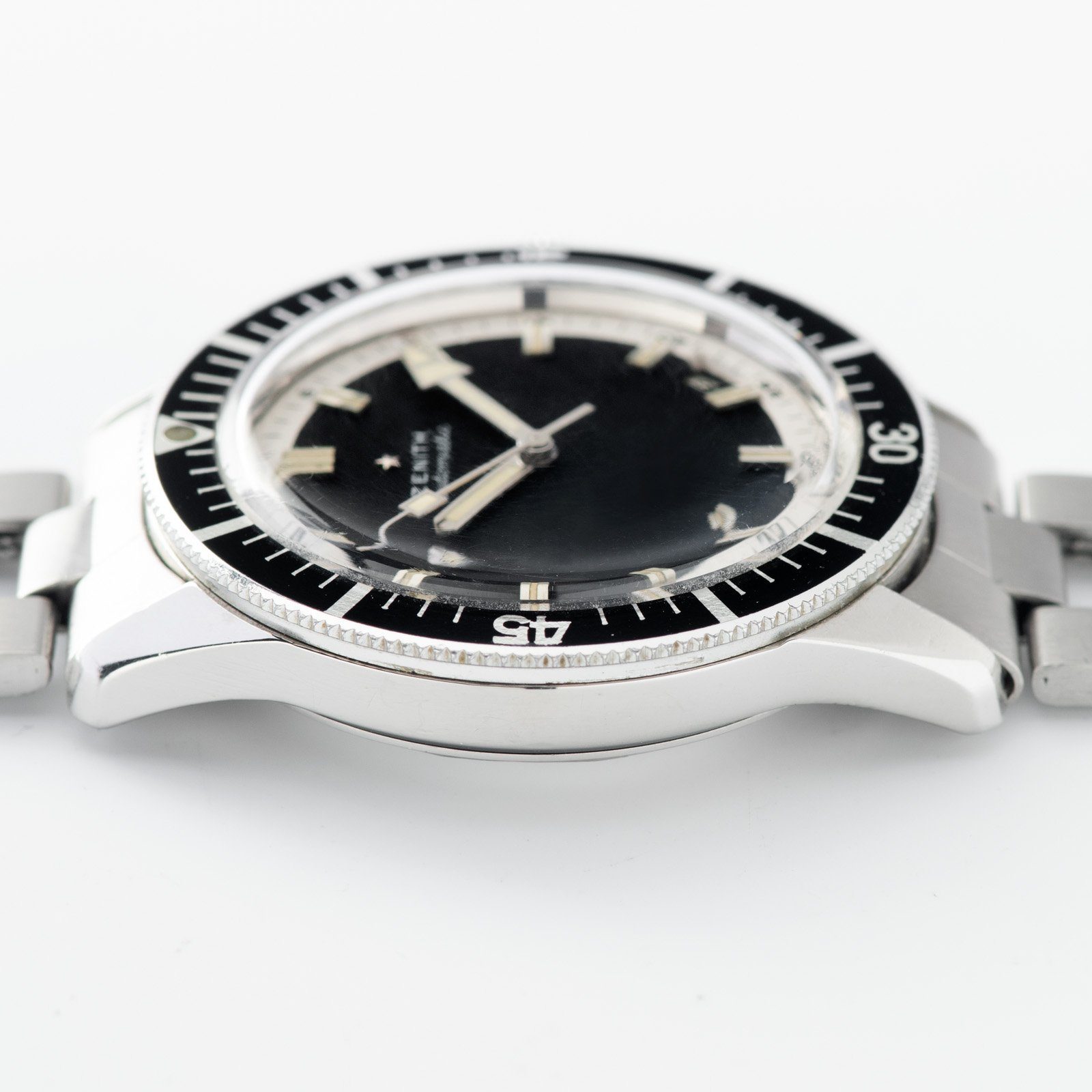 Zenith Diver Black Dial  ref A3630 on Gay Freres Ladder Bracelet 