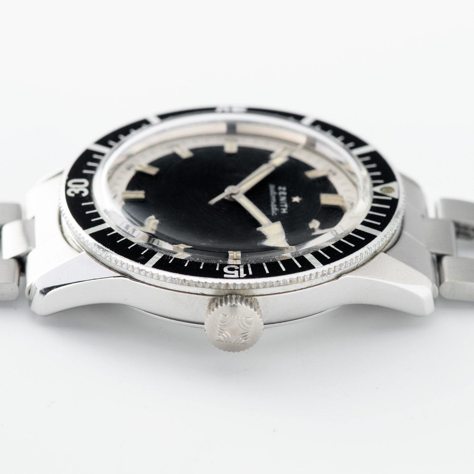 Zenith Diver Black Dial  ref A3630 on Gay Freres Ladder Bracelet 