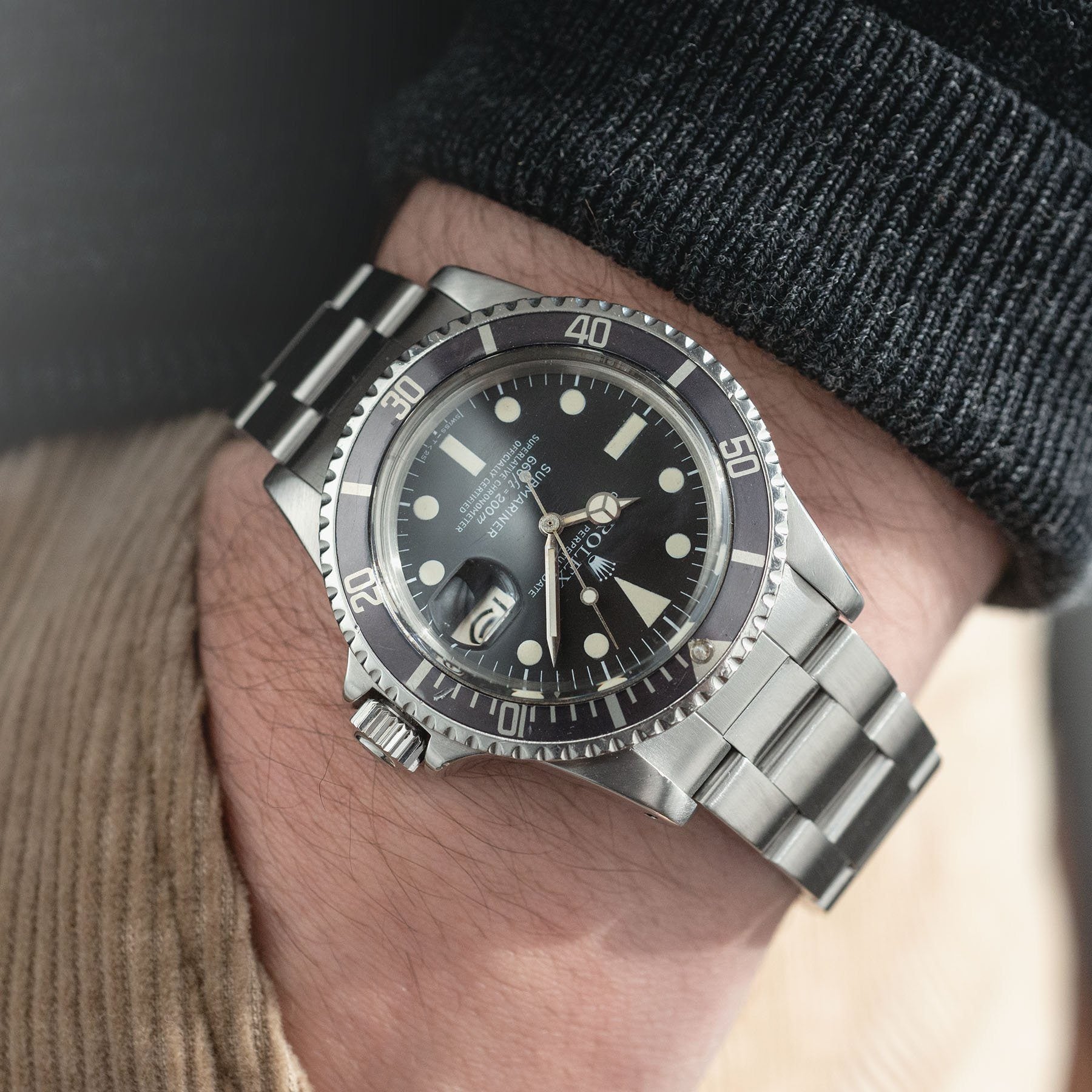 Rolex Submariner Date 1680 Mk2 Matte Dial on 93150 Oyster bracelet, aubergine inlay