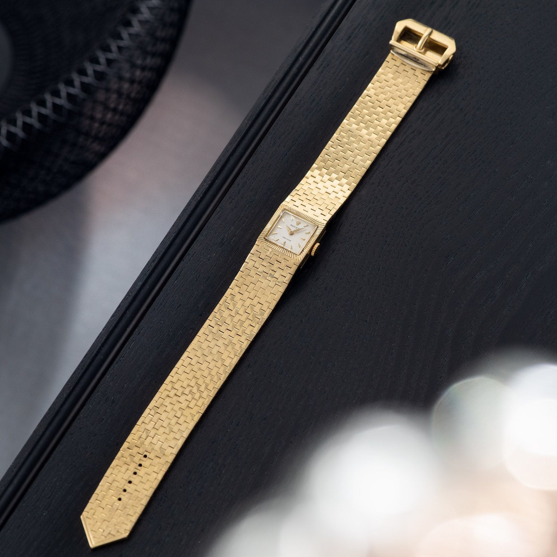 Rolex Precision 18kt Yellow Gold Ref 8209 with a 9-row brick bracelet
