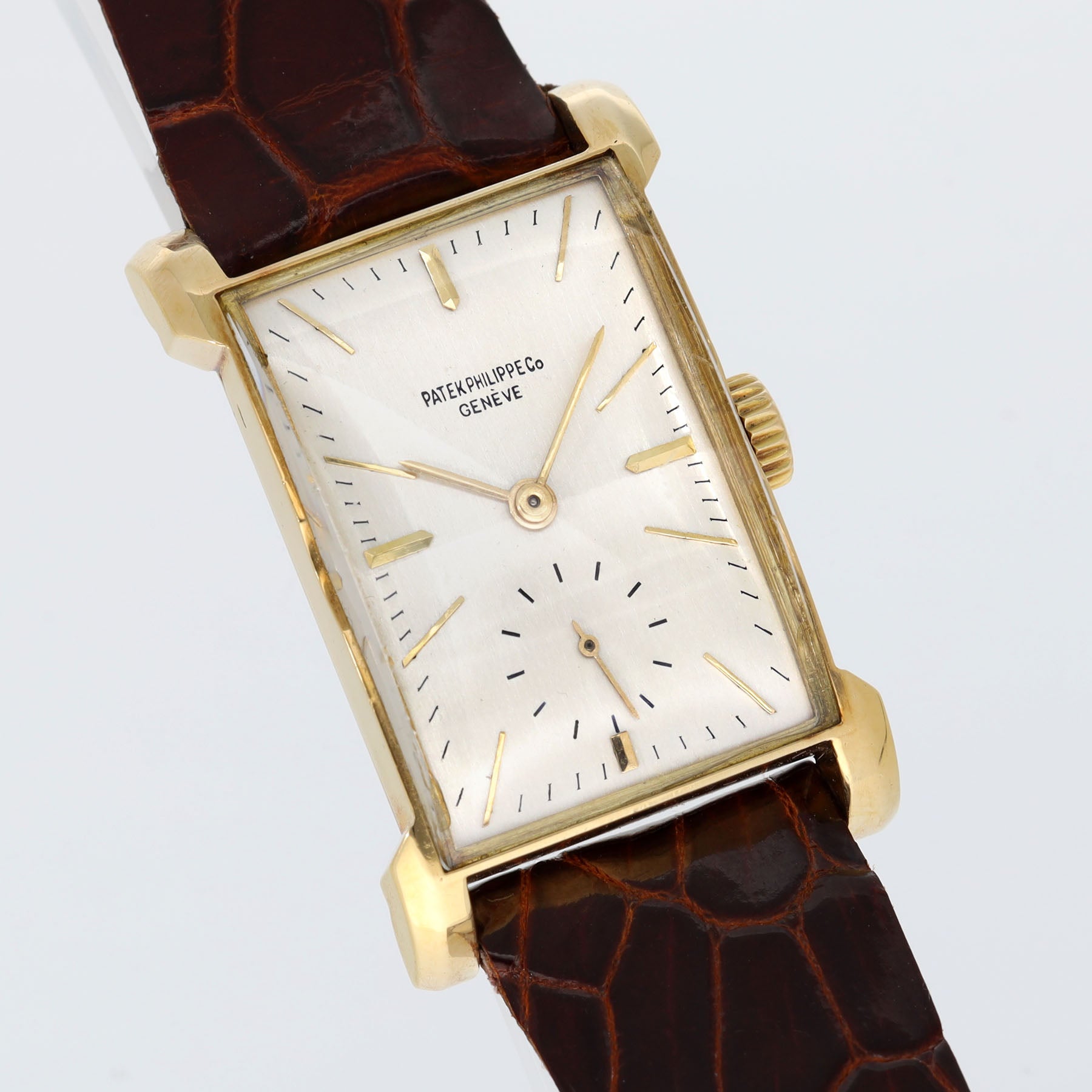 Patek Philippe 18 k gold Rectangular Dresswatch "Bunny Lugs" with Extract From The Archives ref 2403