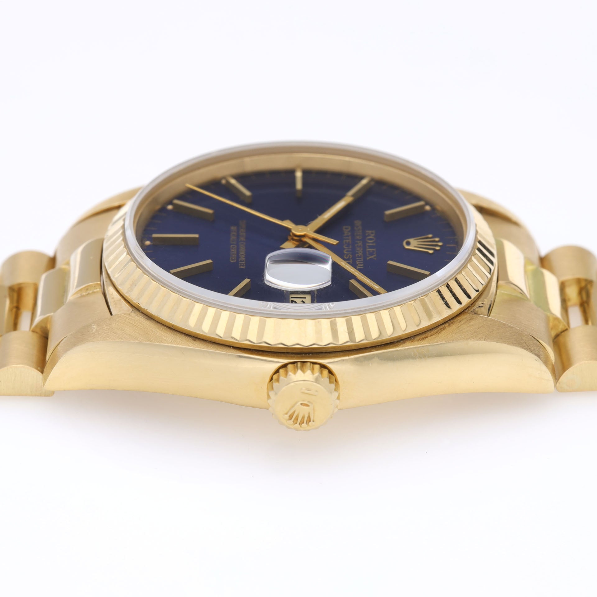 Rolex Datejust 16018 Yellow Gold Blue Dial with Papers