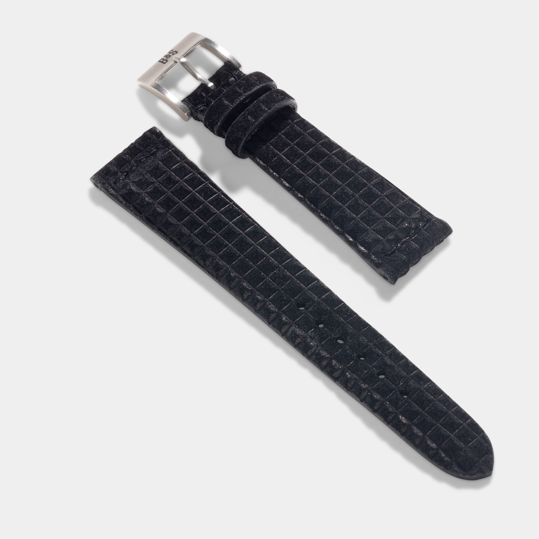 Waffle Black Suede Leather Watch Strap Doxa Vintage Diver