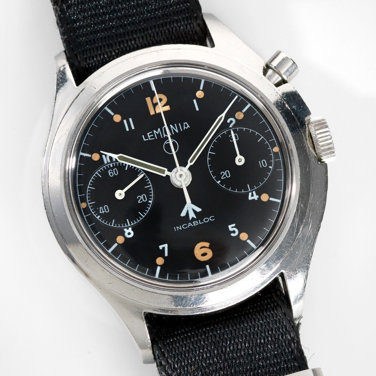 Lemania Chronograph Issued to the Royal Air Force Mono Pusher