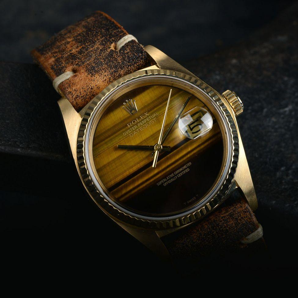 ROLEX 18 KT GOLD DATEJUST 16018 ‘TIGER EYE’ 