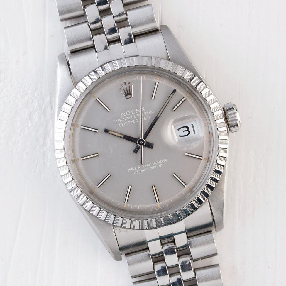 ROLEX 1603 DATEJUST GREY DIAL + PAPERS