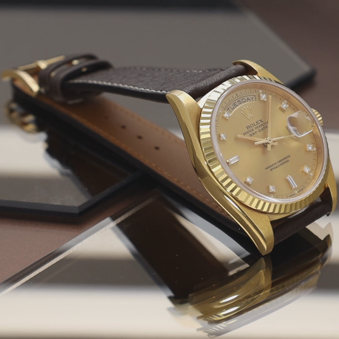 ROLEX DAY-DATE 18238 Diamant Besetztes Zifferblatt mit Papieren