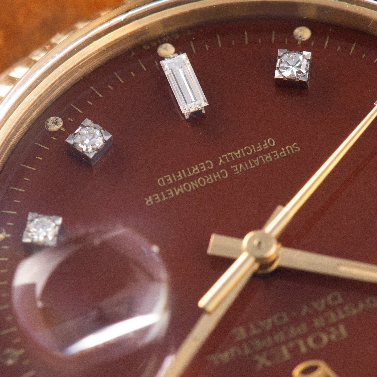 Rolex Oxblood Stella Dial with Diamonds Day Date 1803